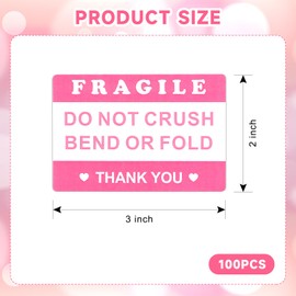 2x3 Inch 100PCS Fragile Stickers for Shipping Do Not Crush Bend or Fold, Shipping Mailing Cartons Envelops Adhesive Labels, Fragile Warning Stickers for Glass Products, Ceramic, Digital Products