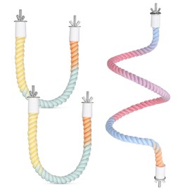 Garneck 3 Pcs Gradient Rope Perches Stand for Bird Cages Parrot Swing Climbing Rope Parakeet Cage Accessories Bungee Items for Cockatiels (2 Short+1 Long)