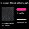 Clataly 24pcs Square Flowers Fake Nails Glossy Glitter Toe Print