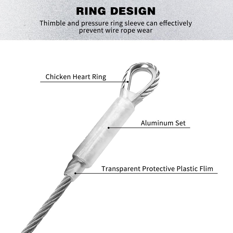 LAKNUAL 3/8" Stainless Steel Wire Rope, 304 Stainless Steel Cable