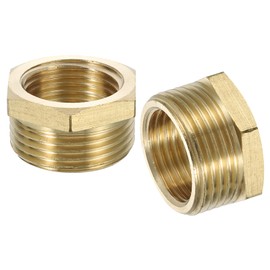 uxcell 2Pcs G3/4 Male x G1/2 Female Brass Reducer Hex Bushing Threaded Pipe Fitting, Brass Threaded Pipe Fitting Adapter for Water, Gas, Oil Pipeline Systems