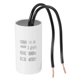 PATIKIL 3uF CBB60 Running Capacitor with 2 Wires, AC 450V Start Up Motor with Frequency of 50Hz/60Hz for Refrigerators, Washing Machines, Water Pumps, Air Compressors Pumps