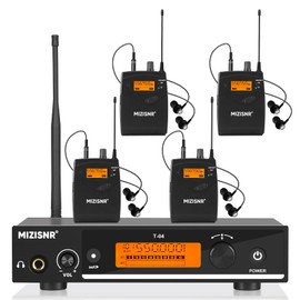 MIZISNR Wireless in Ear Monitor System, Pro UHF Mono IEM System with Metal Transmitter, 4 Bodypack Receivers w/Monitor Earphones, 100 Frequencies, Rack Mount, 262ft Operation for Bands Stage Studio