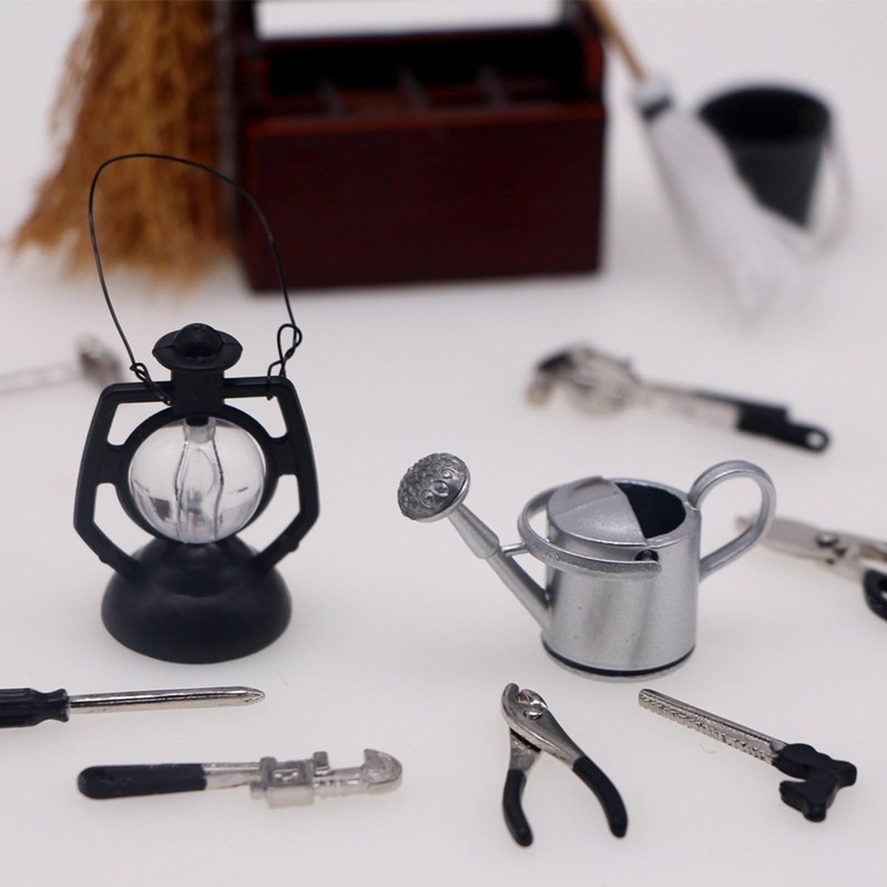 Peiyee Miniature Tool Box with Tools, Miniature Gnome Accessories, Dollhouse