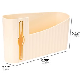 DODAMOUR Wall Mount Trash Bag Dispenser, Plastic Grocery Holder for Kitchen Cabinet, Adhesive Garbage Organizer with Divider & Gold Slot, No Drill Storage Box (Beige)