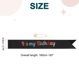 PATIKIL It's My Birthday Sash, Black Fantasy, 160 x 9.5 cm / 63 x 3.74 inches, 1 Set x Sash, Unisex-Adults, 1 Count (Pack of 1), 1 Piece