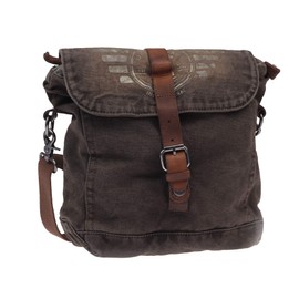 Greenburry Aviator 5902-30 Leather and Canvas Messenger Shoulder Bag, brown