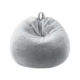 Faux Fur Comfy Bean Bag Chair Cover (No Filler), Fluffy Stuffed Animal Storage Kids Bean Bag Chair for Kids Furry Fuzzy Bean Bag for Living Room Bedroom, Light Gray M for Kids