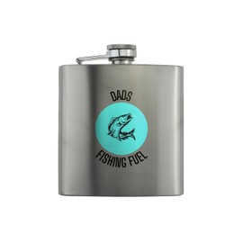 Stainless Steel Fishing Flask - Reads Dad's Fishing Fuel - Full Colour - Father's Day Gift, Gifts for Men and Fathers, Fishing Lovers Gift - Hip Flask