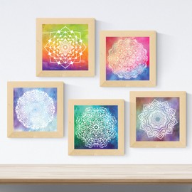 Nacnic Pack of 5 sheets with images of Mandalas creation. Squares with mandalas posters. Home decoration. Fill your house with our designs spirituality