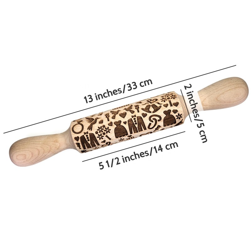 Impress Bakeware – Embossed Rolling Pin with Wedding Pattern in