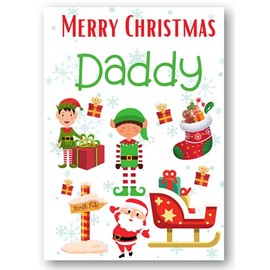 Second Ave Daddy Santa Elf Workshop Children's Kids Christmas Xmas Holiday Festive Greetings Card