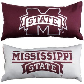 College Covers Solid Color Bolster Travel Pillow, 1 Count (Pack of 1), Mississippi State Bulldogs