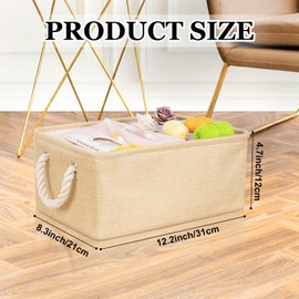 Polly Online Closet Storage Bins,Small Laundry Baskets,Linen Foldable Storage Baskets with Handles for Clothes Toys Home Office Storage(S,Grey)