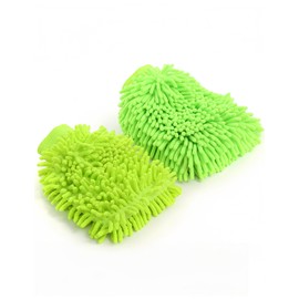 PAVNSO 2pcs Scratch-Free Car Wash Mitt, Lint-Free Chenille Wash Mitt Highly Absorbent Double Sided, Rich Foam Mitt for Car Washing and Detailing/Car Enthusiasts（Green