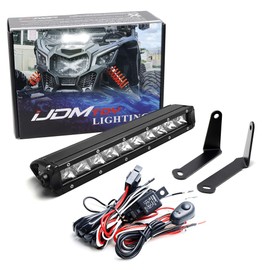 iJDMTOY Shock Tower Mount 50W LED Light Bar Kit Compatible with CAN-AM Maverick X3, Includes 50W Single Row High Power LED Lightbar, Mounting Brackets, Relay Wiring w/On/Off Switch