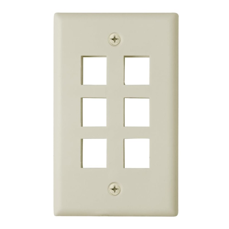 Keystone Wall Plate for 6 Jacks (Light Almond)