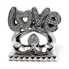 Silver Crushed Diamonds Love Sign on Heart Sparkle Ornaments |