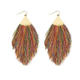 Tassel Earrings Feather Earrings Bohemian Silky Thread Fan Fringe Tassel Statement Earrings Lightweight Jewelry Gift