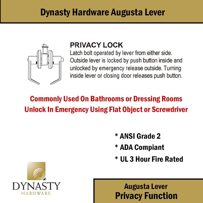 Dynasty Hardware Passage Door Lever Lockset, ADA Compliant, Grade 2