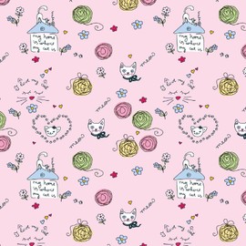 Akodm Cute Cat Pink Wallpaper Removable Vinyl Self-Adhesive Sticky Contact Paper for Kids Room Waterproof Wallpaper Perfect Baby Girl Bedroom Boys Room Girly Dollhouse Fun Decoration 17.7"x70.8"