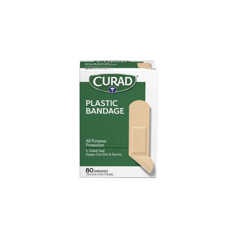 Curad Plastic Bandages .75 X 3 Inches 80 Each