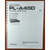 Pioneer PL-A45D Turntable Owners Manual