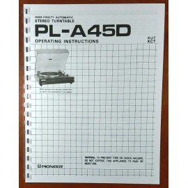 Pioneer PL-A45D Turntable Owners Manual