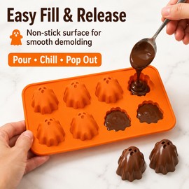 Ghost Silicone Mold for Halloween Treats – Non-Stick Baking Mold for Chocolate, Candy, Jelly, Mousse & Party Desserts