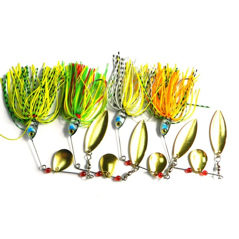 4Pcs Artificial Bait Set Fishing Lures Spinnerbait Hard Metal Fishing