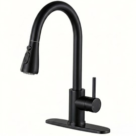 KINGO HOME Kitchen Faucets with Pull Down Sprayer,Matte Black,Lead-Free