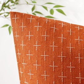 MIULEE Fall Pack of 2 Decorative Burlap Linen Throw Pillow Covers Modern Farmhouse Pillowcase Rustic Woven Textured Cushion Cover for Sofa Couch Bed 18x18 Inch Burnt Orange