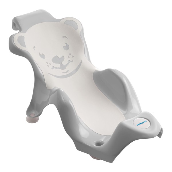 baby-walz Basics Bath Seat Grey - Suitable for Almost All Bathtubs - Ergonomically Shaped - Inside Made of Non-Slip Soft Rubber