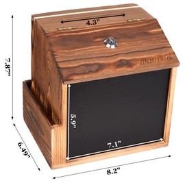 Wood Suggestion Box with Acrylic Holder, Prayer Ballot Comment Box with Slot and Lock, Donation Box with Chalkboard and Keys for Church, Wedding