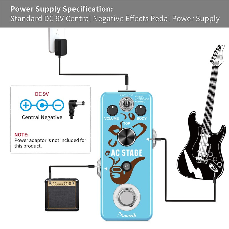 Amuzik Pedal Guitar Effect AC Stage Analog Effect Pedal Simulator
