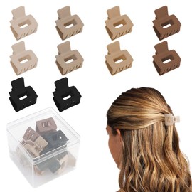 10Pcs Small Hair Clips for Women, Small Claw Clips for Thin Thick Hair, No-Slip Grip Jaw Clip Mini Claw Clips Tiny Hair Accessories for Women Girls, Black and Neutral Colors