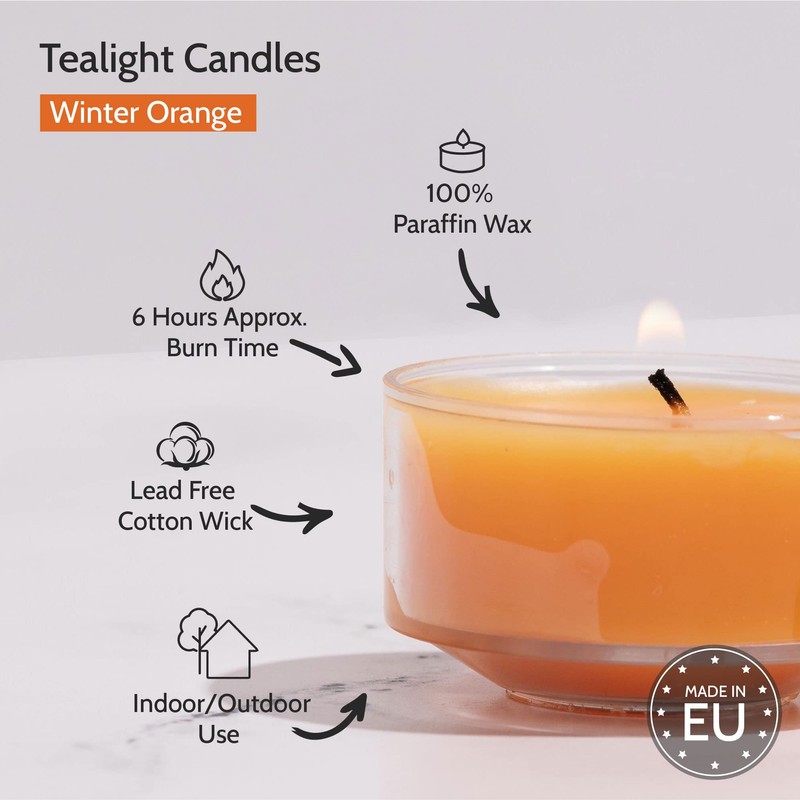HYOOLA Scented Tealight Candles - Clear Cup - Winter Orange