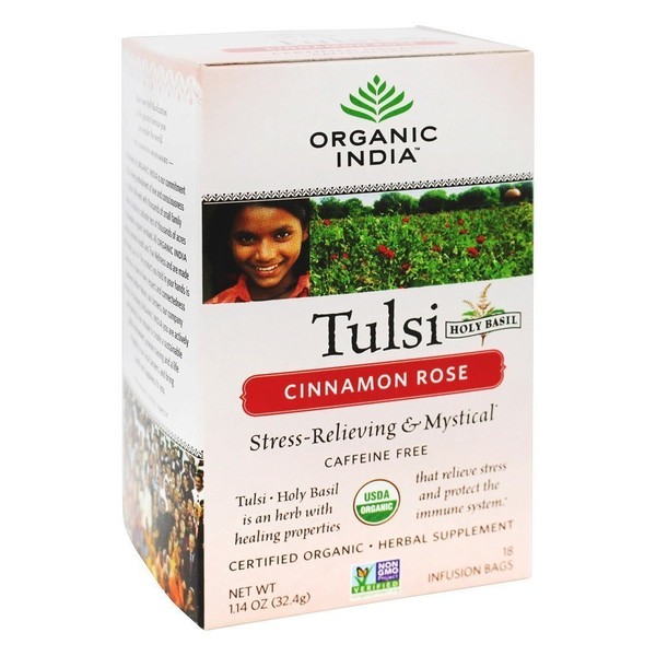 Organic India Tulsi Cinnamon Rose Tea - 18 Tea Bags