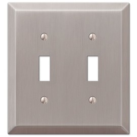 Amerelle 163ttbn Century Steel Wallplate, 2 Toggle, Brushed Nickel
