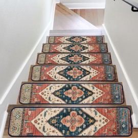 OJIA Extra Non-Slip Stair Treads for Wooden Steps, 30"X8" Indoor Stair Runners, Carpet Stair Treads Soft Stair Rugs for Dogs, Kids & Elders, Rubber Backing Stair Mats, 10PCS