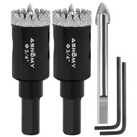 2Pcs 3/4 Inch Diamond Hole Saw with Pilot Drill Bit, 3/4" Serrated Brazing Tile Hole Saw Diamond Core Drill Bits with Guiding Bit for Ceramic Porcelain Tile Glass Stone Granite Marble