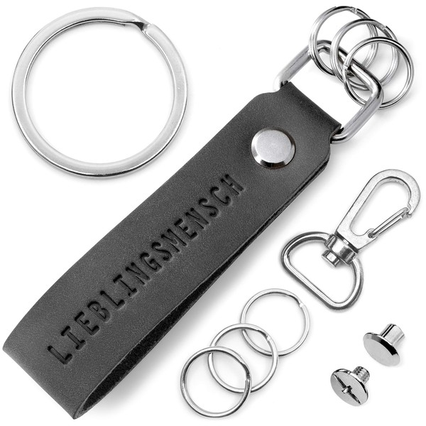 FABACH Leather Keyring with Interchangeable Key Ring in Gift Box
