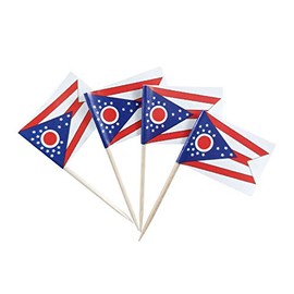 JBCD Ohio Toothpick Flag Mini Small Ohio Cupcake Topper Flags, 100 pcs