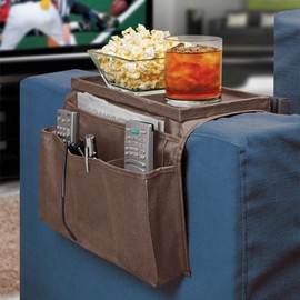 Sofa Armrest Organizer with Cup Holder Tray Chair Arm TV Remote Holder for Recliner Couch Armchair Caddy Bedside Storage Pockets Bag for Cellphone Tablet Book Magazines Drinks Holder Pouch