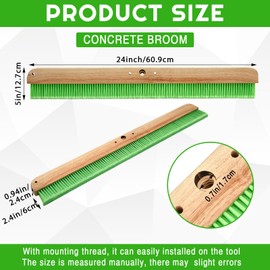 Yiyiring Green Concrete Broom Soft Without Handle Soft Flow Through Brush with Mounting Threads for Concrete Finishes, Hard Floors, Yards (2 Pcs,24 Inches)