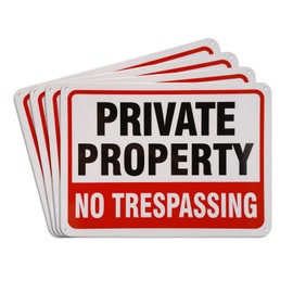 No Trespassing Signs Private Property - 10 x 7 Inch Metal Sign, Rust-Free Aluminum No Trespassing Sign, Reflective & Weatherproof for Outdoor Use, 4 Pack