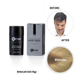 Kmax Concealing Hair Fibers Keratin Fibres, Hair Powder for Thickening Effect, Hair Fibres for Covering Hair Loss, Regular Size, 15g, Blonde