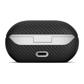 Haobobro Leather Case - for Beats Solo Buds Case Cover - Selected Skin-Friendly Leather, with Carbon Fibre Texture, Handmade Shockproof Protective Hard Cover for Beats Solo Buds 2024 - Black