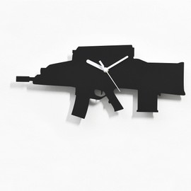 Military Rifle Silhouette Wall Clock - Automatic Weapon Clock - Army Wall Decor - Gift for Him - Father's Day Gift Idea - Military Gift