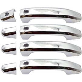 XQSMWF 4PCS Chrome Door Handle Cover with 4 Smartkey Hole Compatible with Chevy Silverado 1500 2500HD 3500HD 2019 2020 2021 2022 Compatible with GMC Sierra 1500 2500HD 3500HD 2020 2021